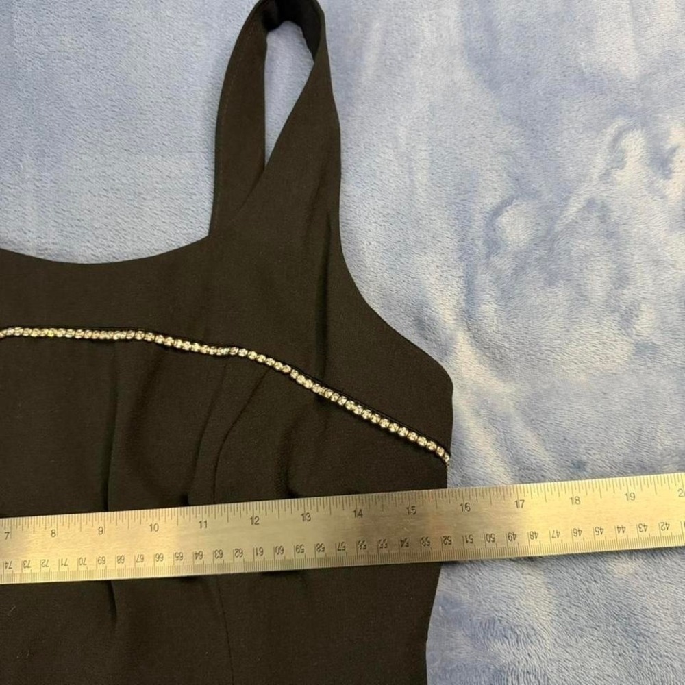 Vintage onyx nite Black bodycon mini dress with white trim. Size: 10 - Picture 3 of 5